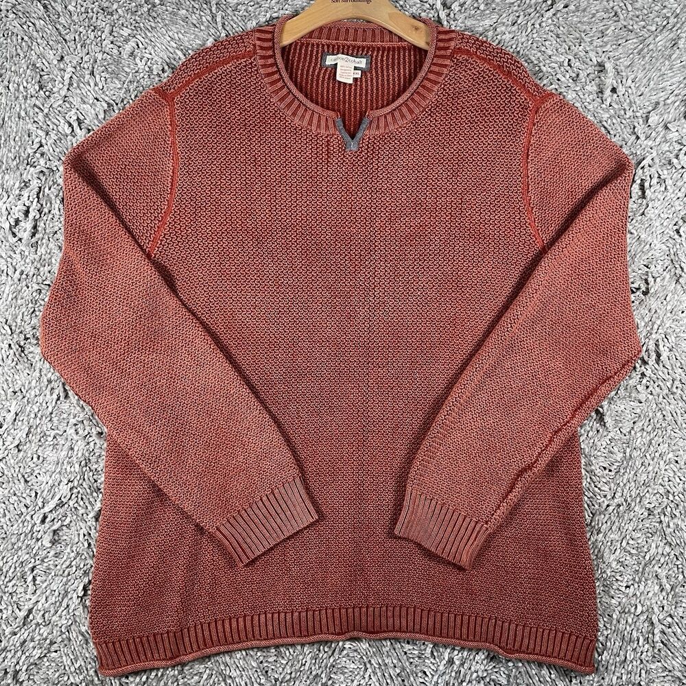 Carbon 2 Cobalt V-Neck Sweater Men’s Size XXL Orange Knit Long Sleeve Golf